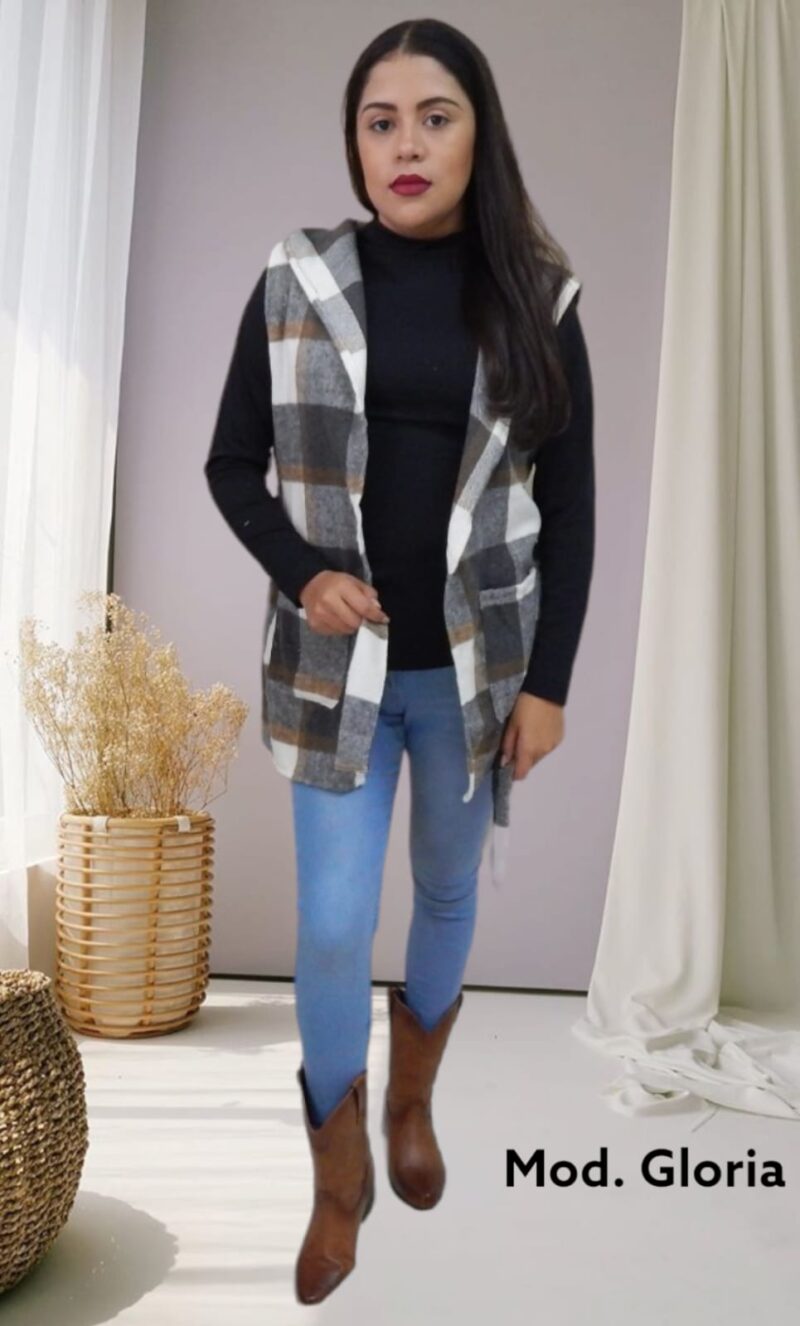 Chaleco MOD. GLORIA GRIS/CAFE UNITALLA (30-36)