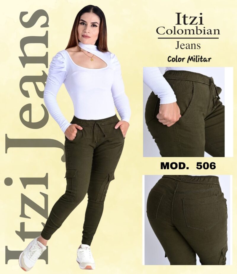 Jogger de gabardina Itzi 506 militar.