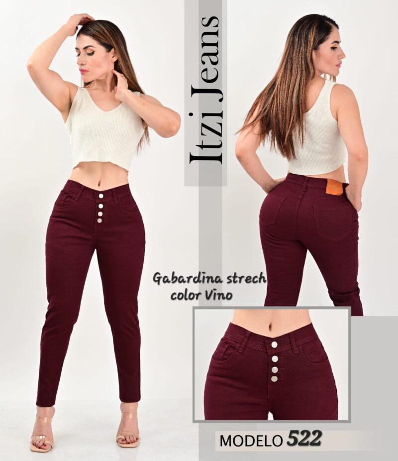 Pantalón de gabardina Itzi 522 vino.