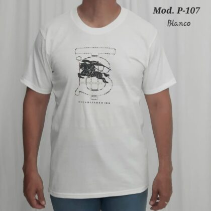 PLAYERA DE CABALLERO P 107 BLANCO.