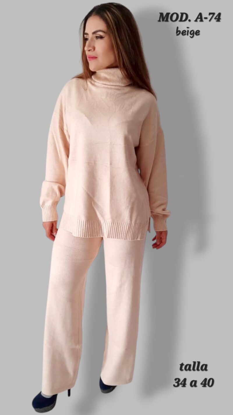 CONJUNTO TEJIDO A-74 BEIGE TALLA (34 A 40).