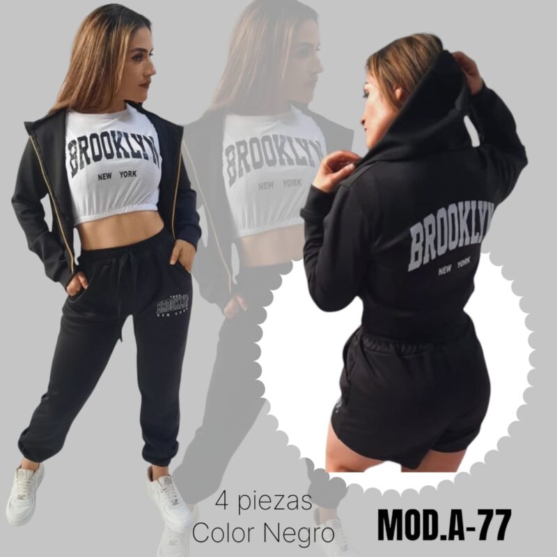 CONJUNTO A-77 NEGRO 4 PIEZAS UNITALLA (30 A 34).