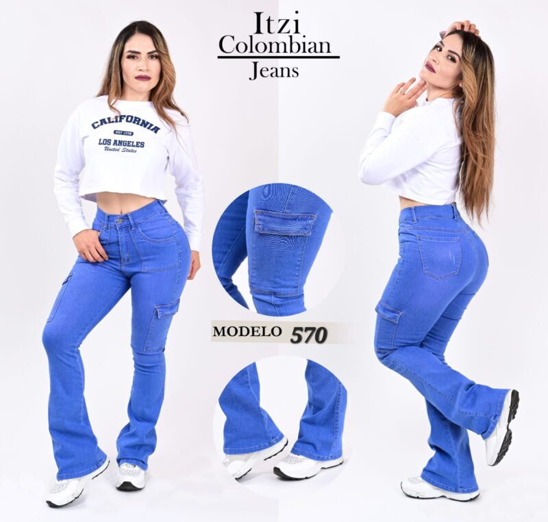 PANTALON DE MEZCLILLA ACAMPANADO CARGO 570