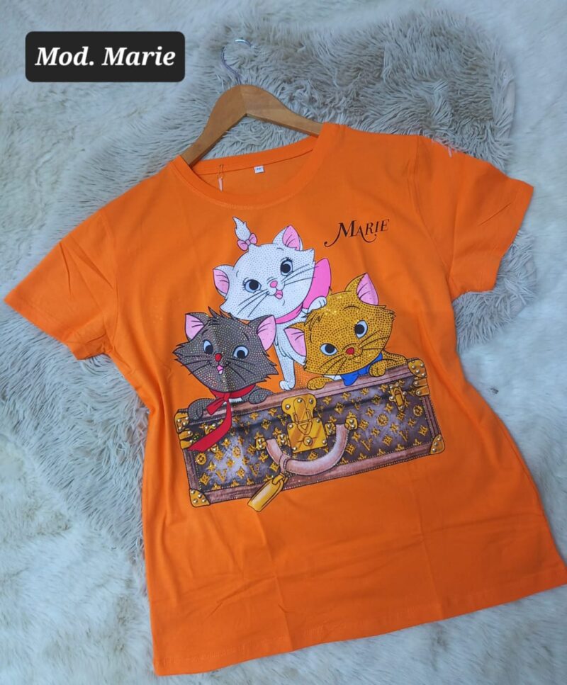 BLUSA MARIE NARANJA CON DESTELLOS.