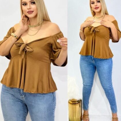 BLUSA DAMA BL-2027 CAMEL CURVY (36 A 40).